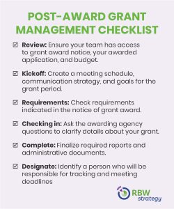 Checklist for post-award grant management